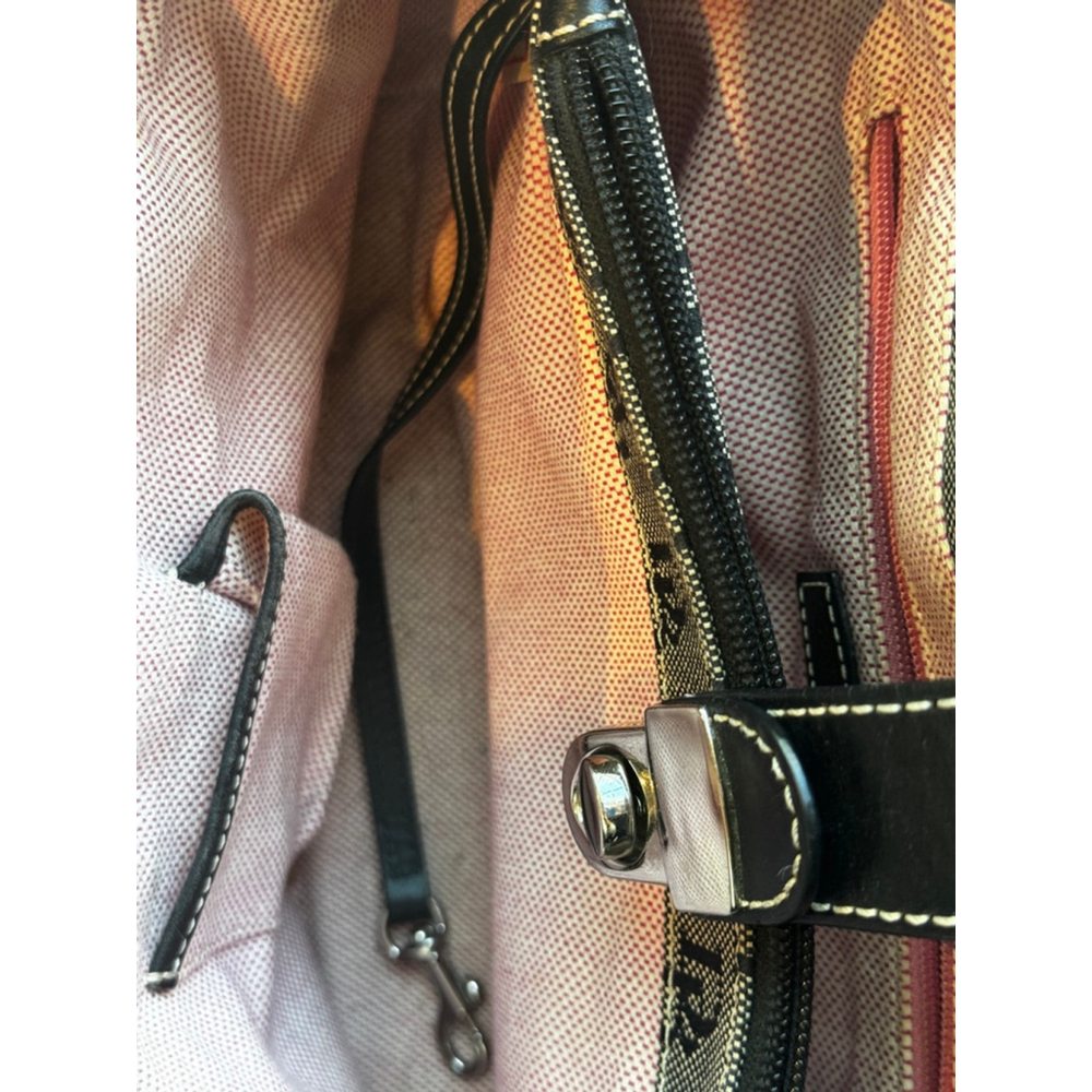 Dooney & Bourke DB Monogram Satchel Black Grey Canvas Leather Trim Shoulder Bag - Picture 9 of 11